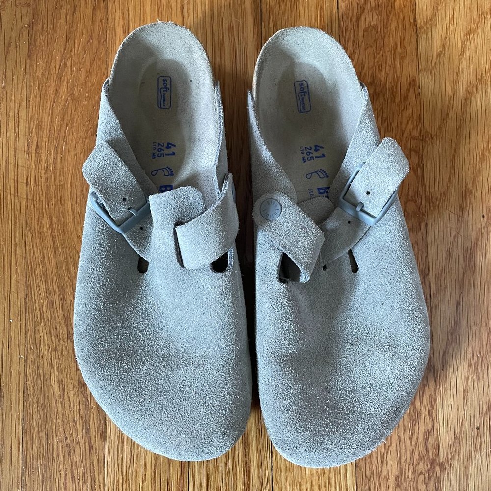 Birkenstock Boston Soft Footbed - Suede Leather Stone Coin - Size 41